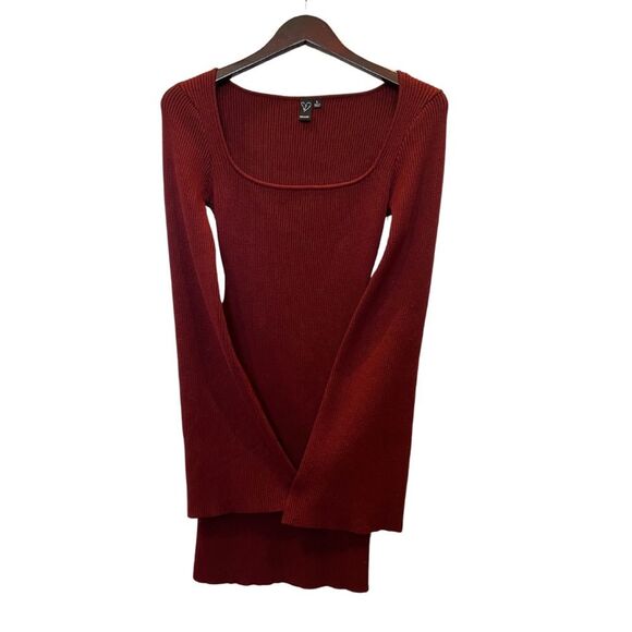 Windsor Red Long Sleeve Knit Mini Dress Size Large - Picture 1 of 5